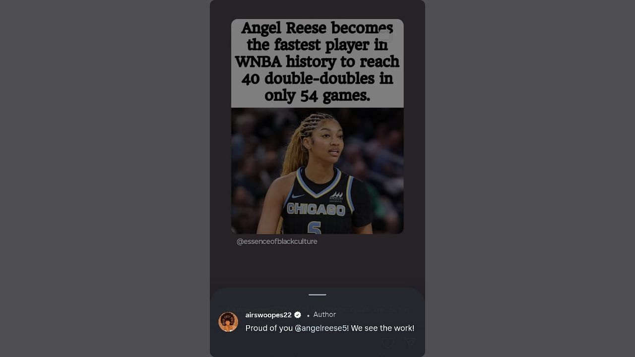 Sheryl Swoopes uplifts Reese's achievement on her IG story. (Credits: @airswoopes22/Instagram)